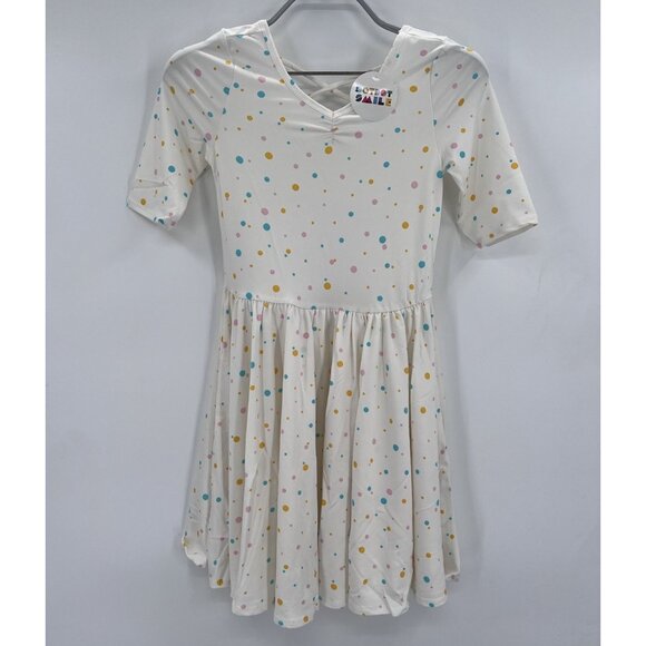 Dot Dot Smile Girl's Ballerina Skater Dress sz 8-10 NWT Short Sleeve Polka Dot - Picture 2 of 4